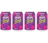 Ting Carbonated Juice Drink 4 x 330ml Can | Refreshing Citrus Soft Drink | Sparkling Caribbean Beverage (Grape)