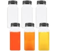TINGDUANJIAN 6pc Juice Bottles with Lids - Small Plastic Shot Bottles for Smoothies, Water & Other Beverages - Clear, Reusable, Mini, 180ml/6oz