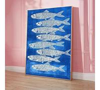 TINGGATG Posters Prints Colorful Sardine Lobster Fish Ocean Poster Sticky Posters Sticker Room Bar Cafe Aesthetic Art Wall Painting For Living Room Bedroom Wall Art 40X60Cm