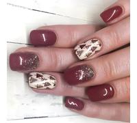 TingHaoO 24 Pcs Glittering Artificial Nails Christmas False Nails Full Covers Stick on Nails Short Press On Nails for Woman