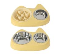 TingHaoO 2PCS Pet Double Bowl Cats Slow Feeding For Food & Water Feeding Tilted Dog Feeder Feeder Treat Dishware Bowl