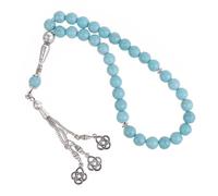 TingHaoO 33 Turquoise Beads Stone Bracelets Buddhist Rosary Wristband Prayer Beaded Balancing Charm Unisex Jewelry Gift Religious Bracelets for Men Women