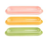 TingHaoO 3PCS Long Shape Cats Dish Large Capacity Pet Feeding Bowl Food Drinking Plate Bright Color Feeding Washable For Indoor Small For Small