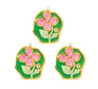 TingHaoO 3PCS Stainless Steel Oil Drip Floral Charms Handmade Jewelry Components For Necklace Earring Crafting Creative Crafting Pendant For Necklaces