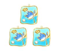 TingHaoO 3PCS Stainless Steel Oil Drip Floral Charms Handmade Jewelry Components For Necklace Earring Crafting Creative Crafting Pendant For Necklaces