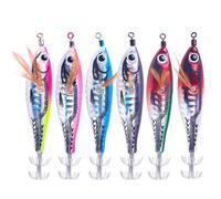 TingHaoO 6Pcs Luminous Squid Jigs Hook Shrimp Lures Baits Hard Artificial Shrimp Baits with Hook for Fishing Octopus Cuttlefish