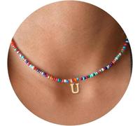TingHaoO Beaded Necklace Letter Pendant Necklace Fashion Clavicle Chain Beaded Suitable For Formal And Casual Looks Neck Jewelry