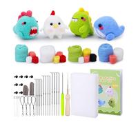 TingHaoO Beginner Wool Felting Set Animal Needle Felting Set With Needle Instruction Wool Roving Wood Handle For Adult Children Handmade Felt Molds