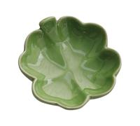 TingHaoO Elegant White Ceramic Jewelry Dish with Clovers Designs Decorative Storage Solution for Accessories Clovers Shape Jewelry Storage Tray