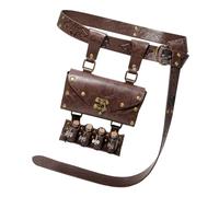 TingHaoO Faux Leather Waist Pouches with 4 Cork Potion Vials for Halloween Cosplay Medieval Themed Event Renaissances Belt Bag