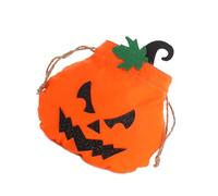 TingHaoO Halloween Flannel Pumpkin Treat Bag Reusable Soft Candy Holder with Ergonomic Handle for Kids Party Halloweens Storage Pouch