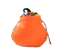 TingHaoO Halloween Flannel Pumpkin Treat Bag Reusable Soft Candy Holder with Ergonomic Handle for Kids Party Halloweens Storage Pouch