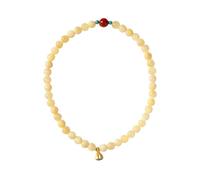 TingHaoO Handmade Flower Beaded Natural Yellow Jades Stone Vintage Jewelry For Good Fortunes Symbolism Retro Yellow Jades Beaded For Good Luck