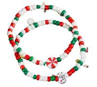 TingHaoO Holiday Themed Soft Clay Santa Snowman Bead 3 Styles Option Handmade Jewelry Stretch Handchain Lightweight Adjustable Christmas