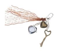 TingHaoO Romance Heart Pocket Watch Charm Keychain Portable Sturdy Alloy Her Heart Shaped Pocket Watch Keychain