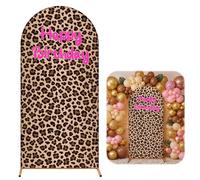 Tingjoo 6.6ft Cheetah Birthday Party Decor Leopard Arch Backdrop Cover Photo Background Decor Double-Sided Round Top Backdrop Arch Cover for Coming-of-Age Ceremony Party(Pink,Cheetah Birthday)