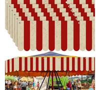 Tingjoo 6 Pcs Carnival Tent Circus Carnival Canopy Hanging Decorations Carnival Banner Creepy Red White Striped Halloween Party Supplies Mardi Gras Theme Celebration Decor, 9.84 x 78.74 Inch