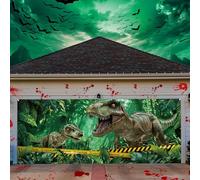 Tingjoo 7 x 16 ft Dinosaurs Theme Garage Door Decoration Banner Halloween Garage Door Backdrop Dino Jungle Safari Baby Shower Background for Birthday Photography Party Photo Booth
