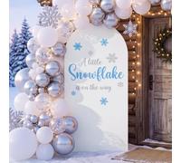Tingjoo a Little Snowflake is on the Way Baby Shower Arch Backdrop, Blue | Winter Wonderland Arch Cover Backdrop Decor for Gender Reveal Birthday Snowflake Party Decor for Boy