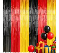 Tingjoo Cartoon Mouse Party Decorations, 2 Pack 3.3 x 6.6 ft Foil Curtain Backdrop Black Red Gold Metallic Tinsel Foil Fringe Curtains Streamers Photo Props for Birthday Wedding Party Supplies