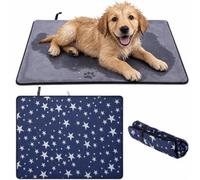 Tingjoo Small Foldable Portable Dog Towel for Outdoor Beach Swimming Travel Camping, Absorbent Quick Dry Dog Bath Towel with Zipper Oxford Back for Puppy Small Pets Cat, Machine Washable, 20 x 16 Inch