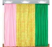 Tingjoo Witch Party Backdrops Decorations Pink and Green Yellow Brick Road Polyester Backdrop Curtains for Wizard Party Wonderland Birthday Holiday Decor
