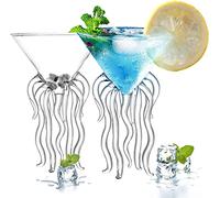 TINGJUNN 2-Piece Set 155ML Creative Octopus Martini Glasses, Cocktail Glasses, Premium Crystal Clear Glasses for Home, Weddings and Celebrations.