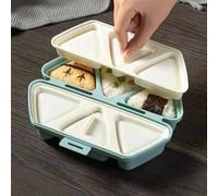 TINGJUNN Onigiri Mold, 6 in 1 Triangle Onigiri Bento Box, Multi-Functional Triangle Sushi Mold for Making and Storing Sushi (Blue)