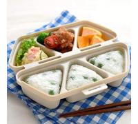 TINGJUNN Onigiri Mold, 6-in-1 Triangle Onigiri Bento Box, Multifunctional Triangle Sushi Mold for Making and Storing Sushi (Beige)