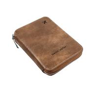 TINGJUNN Passport Clip, RFID Blocking Passport Bag, Multifunctional PU Zipper Passport Bag, Travel Storage Bag, Simple Passport Clip, Unisex Version, Brown, Casual