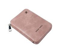 TINGJUNN Passport Clip, RFID Blocking Passport Bag, Multifunctional PU Zipper Passport Bag, Travel Storage Bag, Simple Passport Clip, Unisex Version, Pink, Casual