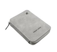 TINGJUNN Passport Clip, RFID Blocking Passport Bag, Multifunctional PU Zipper Passport Bag, Travel Storage Bag, Simple Passport Clip, Unisex Version, Gray, Casual