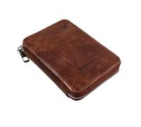 TINGJUNN Passport Clip, RFID Blocking Passport Bag, Multifunctional PU Zipper Passport Bag, Travel Storage Bag, Simple Passport Clip, Unisex Version, Coffee, Casual