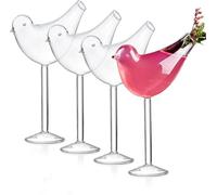 TINGJUNN Set of 4 Bird-Shaped Cocktail Glasses, 150ml/5oz, Clear Modern Drinkware, Unique Glasses Ideal for Champagne, Mixed Drinks, Parties, Weddings, and Home Decor