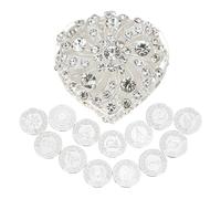 TINGKU 13 Spanish Words Las Arras para Boda Catolica, Wedding Unity Coins Set with Heart Shaped Box, Bodas Accesorios for Wedding Ceremony, Aras de Matrimonio-Silver Coins DD