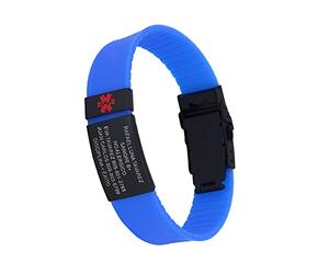 TINGKU Custom Medical Alert Bracelet for Men Women Personalized Emergency Medical ID Bracelets for Elderly Silicone Wristband