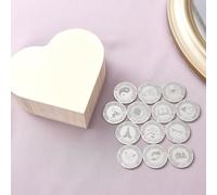 TINGKU English Wedding Coins Arras de Boda Catolica Recuerdos Para Boda with Silver Coins Decoracion Para Bodas with Heart-shaped Wooden Box