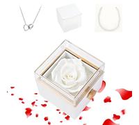 TINGKU Eternal Real Rose Gift Box for Women, Preserved Rose with Customized Name Engraved Heart Necklace, Personalized Romantic Gift for Wife, Girlfriend, Mom, Mother's Day Love Keepsake