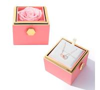 TINGKU Eternal Real Rose Gift Box for Women, Preserved Rose with Customized Name Engraved Heart Necklace, Personalized Romantic Gift for Wife, Girlfriend, Mom, Mother's Day Love Keepsake