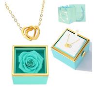 TINGKU Eternal Real Rose Gift Box for Women, Preserved Rose with Customized Name Engraved Heart Necklace, Personalized Romantic Gift for Wife, Girlfriend, Mom, Mother's Day Love Keepsake
