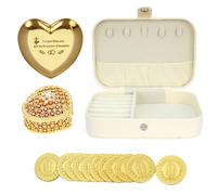 TINGKU Guadalupe Wedding Arras Set - Arras para Boda Católica, Arras de Boda Cristiana con 13 Monedas, Virgen de Guadalupe, Christian Wedding Coins, Decoración para Bodas, Leather Box-Gold Coins HB