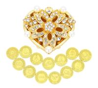TINGKU Arras de Boda Spanish Gold Wedding Arras Coins in Pearl and Crystal Heart Jewelry Box Unity Coins Set Wedding Ceremony Souvenirs
