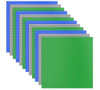 TINGLAND 12 Pack Classic Baseplates Building Baseplates, Building Base Plates for Kids, 100% Compatible with Major Brands Baseplates 10" x 10" (4 Green, 4 Blue and 4 Gray)