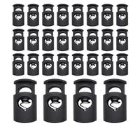 Tingliyi 60 Pcs Toggles for Drawstrings, Plastic Cord Locks, Black Elastic Cord, Single Hole Spring Toggle for Drawstring Backpacks Clothing Hats