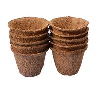 TINGMEIBESTLY 3.2 Inch Diameter Coco Coir Seed Starter Pots, 100% Biodegradable Indoor Outdoor Garden Seedling Pots(Pack of 10 PCS)