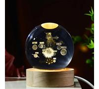 TINGMEIBESTLY 3D Cross Crystal Ball with Wooden Light Base,80MM Glass Ball Night Lamp,Decorations Gifts for Family Members and freinds (Galaxy)