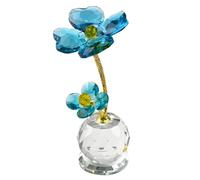 TINGMEIBESTLY Crystal Lucky flower Figurine Ornament,Glass Dream Flower Collectibles,Table Centerpieces Decoration with Gift Box Valentines Day Gifts (Sky Blue)