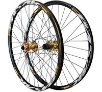 TINGMIAN 26/27.5/29 Inch MTB Wheelset Disc Brake Quick Release Mountain Bike Wheels ，Alloy Double Layer Rim Front and Rear Wheel for 7-12 Speed Cassette 32 Holes(Gold,27.5inch)