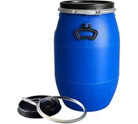 TINGMIAN Shipping Barrel with Lid, Blue 8/13/16 Gallon Plastic Food Grade For Air Tight Storage, Portable Handle/Sealing Iron Ring, Rain Water(13 gallon/50L)