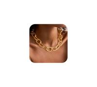 TINGN 14K Gold Plated Chunky Necklaces for Women Trendy Choker Necklace Gold Thick Teardrop Beaded Ball Paperclip Snake Chain Necklaces Bold Statement Collar Jewellery Gifts for Women